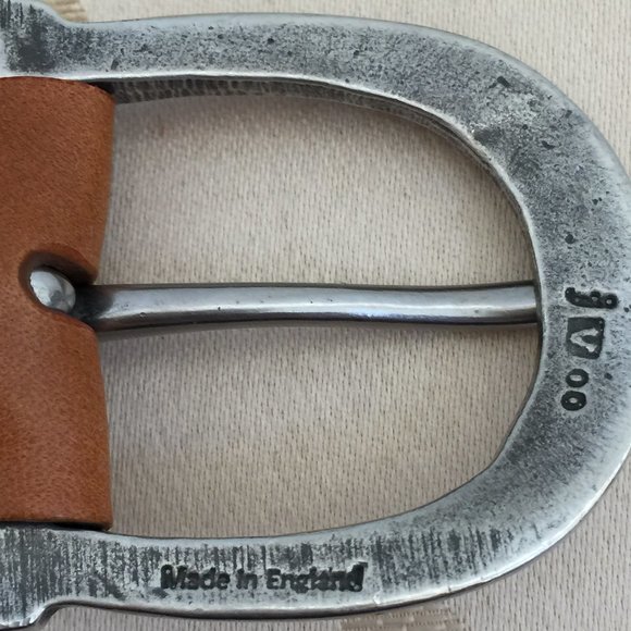 JOHN VARVATOS Mens ITALY Leather Braided Belt Silver Buckle Lt. Brown Sz 38 NEW - Picture 3 of 8